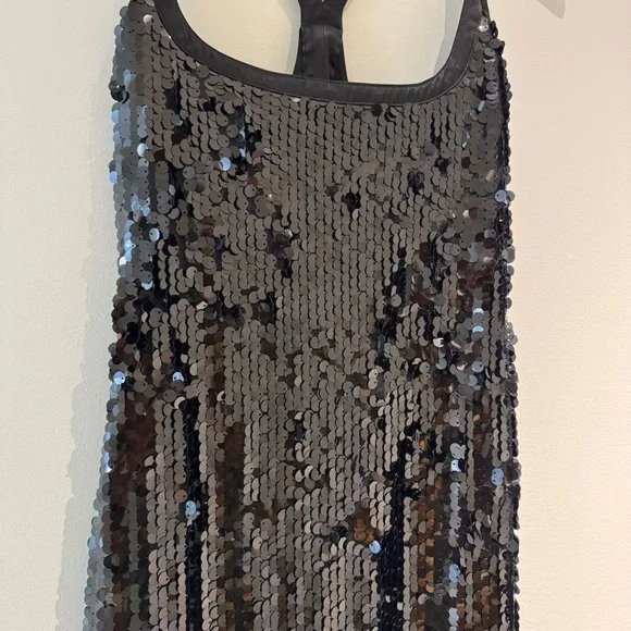Auteur Black T-Bar Sequin Tank Dress Evening Glam with a Contemporary Twist - Picture 6 of 15
